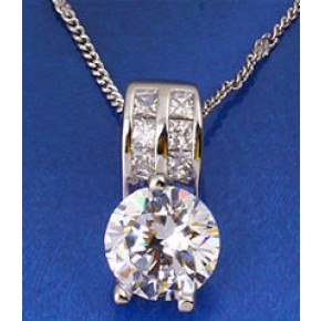 Кулон с цепочкой белая позолота Gold Filled с цирконами (GF482