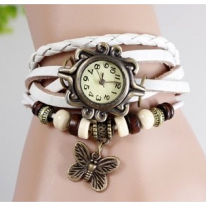 Часы браслет с бабочкой (белые)