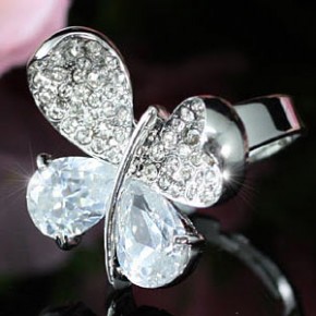 Кольцо 4 Carat Butterfly Ring use Swarovski Crystal Free Size SR107. Безразмерное