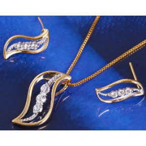Набор Изгиб позолота: серьги, кулон, цепочка  (GF429