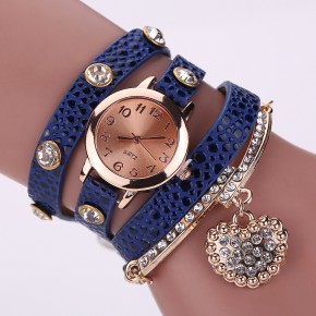 Часы-браслет длинные, наматывающиеся на руку Синие 089-3