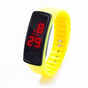 Спортивные силиконовые часы-браслет LED желтые SW2-04
