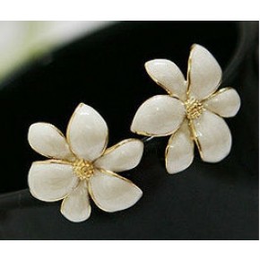 Серьги гвоздики Белые цветы (tb831)