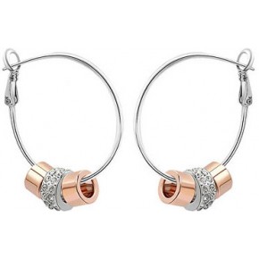 Серьги Silver and Rose Gold Color Hoop Earrings use Swarovski Crystal SE511