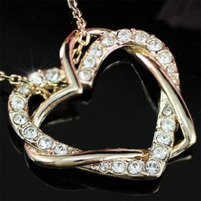 Кулон Heart Rose Gold Plated Necklace use Swarovski Crystal SN158 